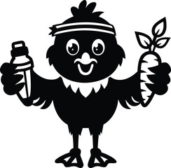 Cute, Cartoon and Funny chicken silhouette and line art isolated vector illustration, cartoon chicken vector icon design