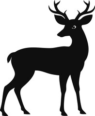 Fototapeta premium Deer silhouette in vector style with wildlife icon, silhouette of deer