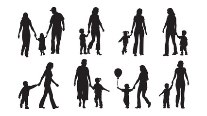 Silhouette of mother and child vector illustration for mothers day black color on white background