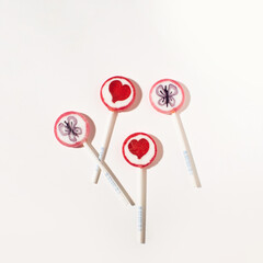 Sugar lollipops, cheerful, sweet fun, romantic love background.