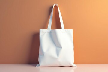 White cotton tote bag, empty, folded slightly , tote bag, mockup
