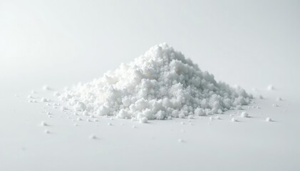 White sugar crystals scattered on white surface, ingredient, food