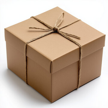 Brown packaging box tied with string practical storage solution isolated on white background