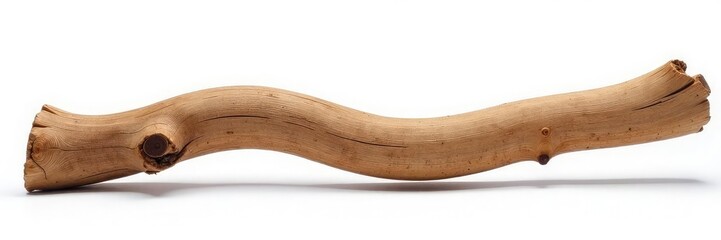 Wooden branch with knots isolated on white background, natural wood, wooden branch, wood grain