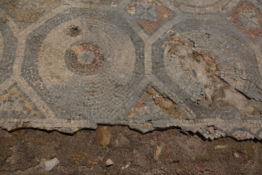 Background with antique mosaic partially broken