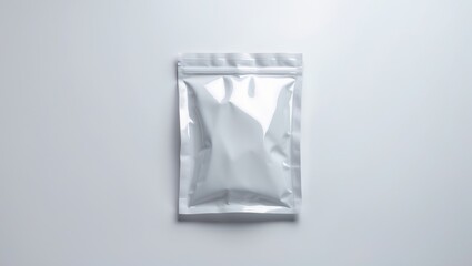 White blank plastic snack bag packaging mockup set against a white background.