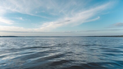 Obraz premium Gentle breeze creates ripples on the water surface by the river port