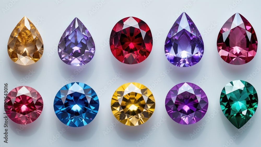 Poster lustrous gems separated from a white background