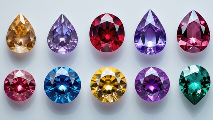 Fototapeta premium Lustrous gems separated from a white background