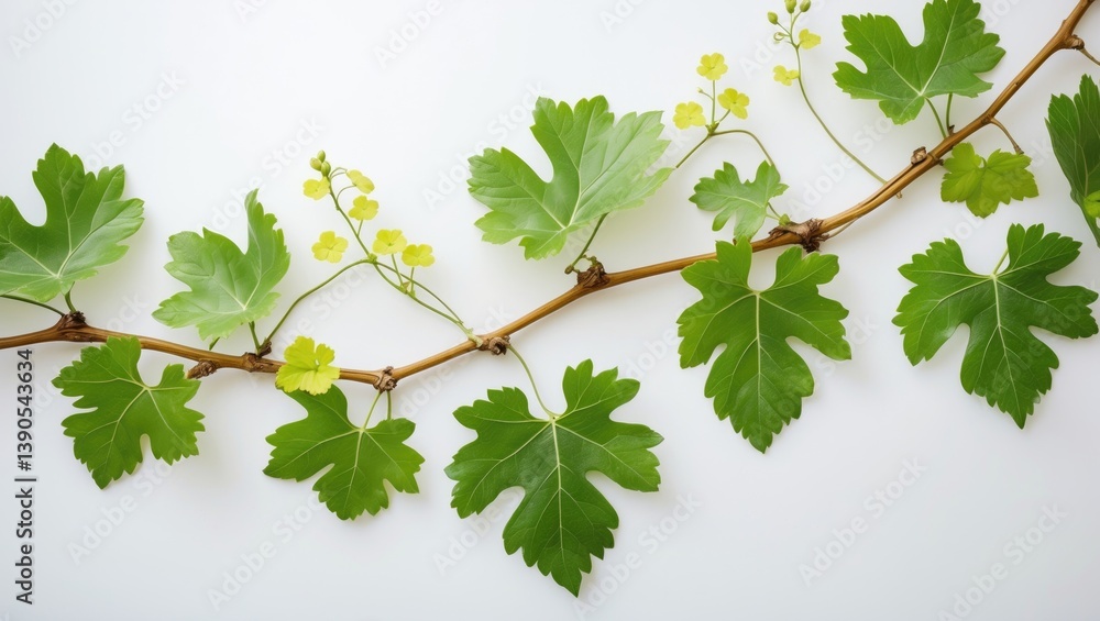 Poster Grape vine's branch on a plain white background