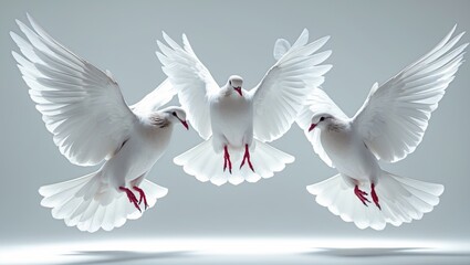 Fototapeta premium White dove in motion against a plain background.