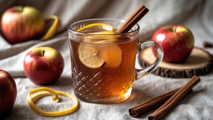 Apple Cider Hot Toddy with Lemon and a Splash of Rum