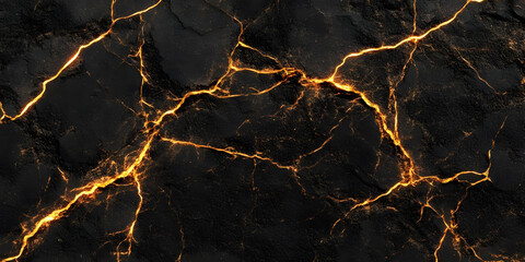 Glowing Cracks in Dark Rock Surface