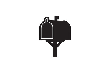 simple Vintage mail box silhouette icon vector isolated in white background