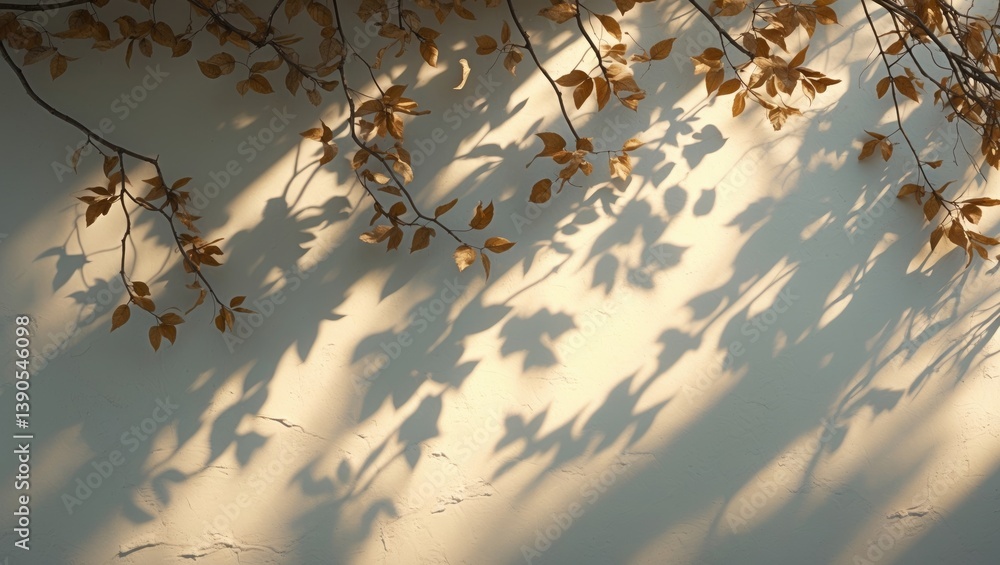 Poster background of leaves shadows and tree branches. natural tree branch leaves casting dark shadows and 