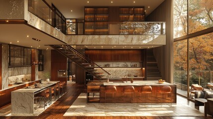 Modern, spacious kitchen with an open floor plan