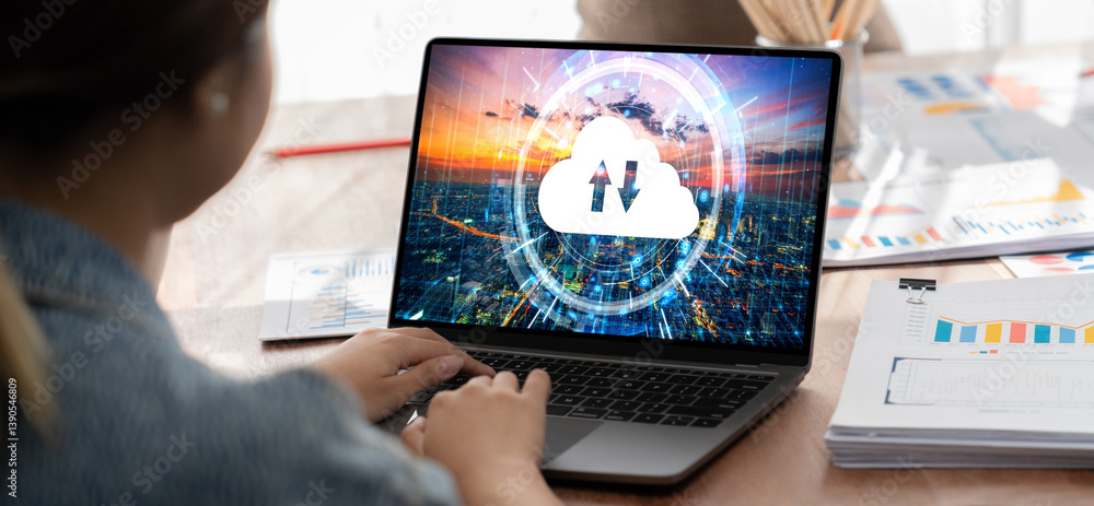 Poster Cloud computing software for brisk remote work and personal data storage