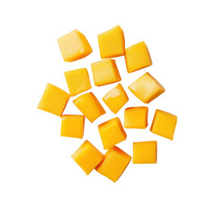 Fresh mango cubes food photography clean environment top view delicious concept