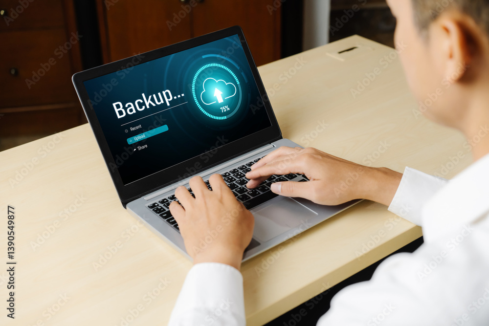 Poster backup storage data internet technology business concept. database storage cloud technology file dat