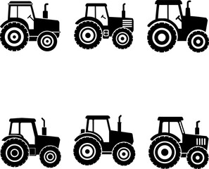 Tractor vector and Silhouette of modern farm tractor art collection