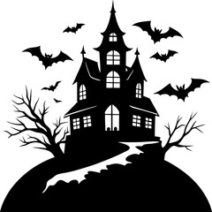 Fototapeta premium Halloween haunted house SVG, perfect for t-shirts and crafts.