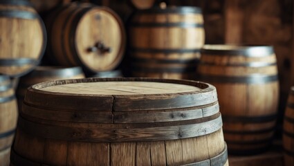 Fototapeta premium Whiskey and wine barrel backdrop