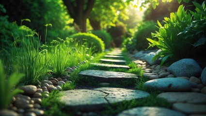 weeds overtaking a garden pathway
