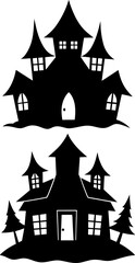 Haunted house vector and Silhouette of house art collection