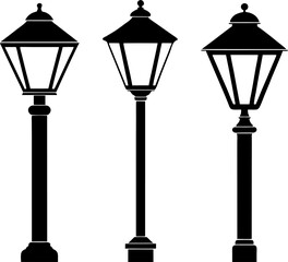 Street lamp vector and Silhouette of unique street lamp art collection