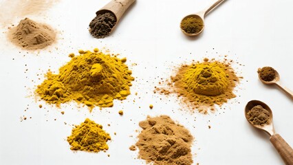spices and herbs on a white background