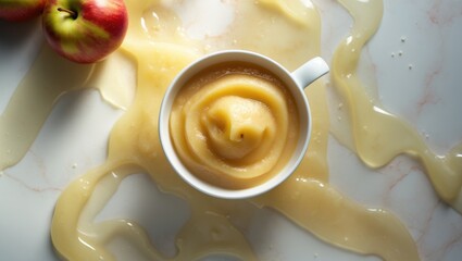 Top view of Tasty smashed apple