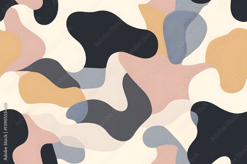 Poster muted color palette with simple fluid organic forms