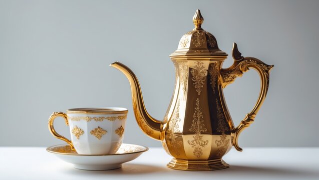 Traditional coffee cup and mug - stock image