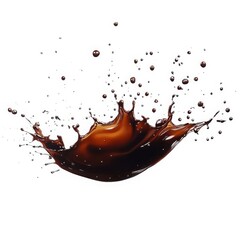 Chocolate splash liquid coffee drink beverage brown fluid motion art isolated on white background