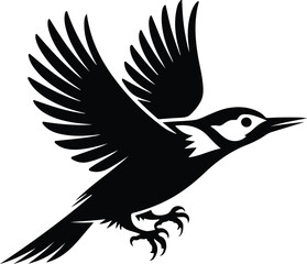 Woodpecker Silhouette Set | Bird on Tree Vector Design