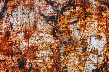 Scratched White Paint on Rusty Metal
