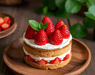 strawberry cake illustration