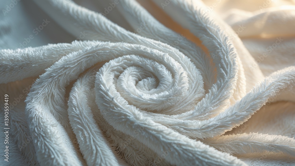 Poster towel texture detail view. soft fluffy fabric. above perspective. macro material.