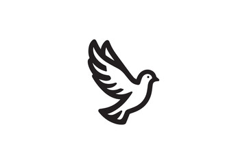Obraz premium Symbol of simple dove silhouette in a simple, minimalist vector on a white background