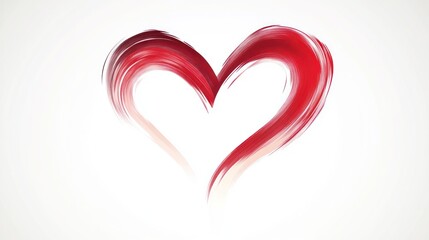 Abstract Brushstroke Heart Design in Vibrant Red and Soft White Ideal for Romantic Themes Val