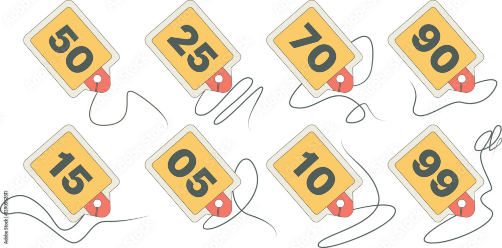 Fototapete modern number tags: vector set with string detail