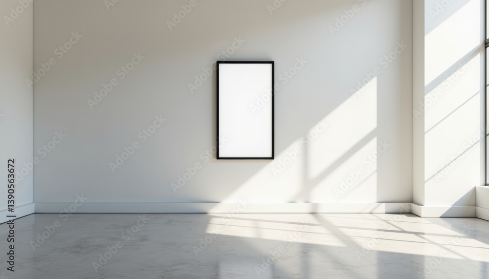 Poster Minimalistic empty room with a blank frame and natural light  