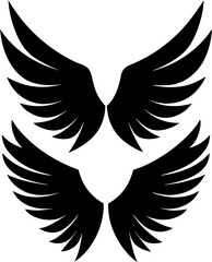 Obraz premium Black wings vector and Silhouette of bird wings art collection