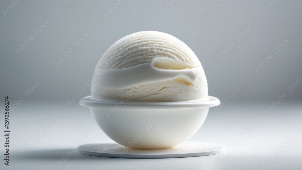 Poster vanilla ice cream scoop separated on plain background