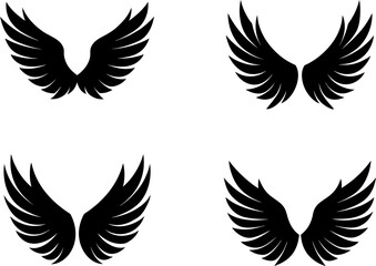 Obraz premium Black wings vector and Silhouette of bird wings art collection