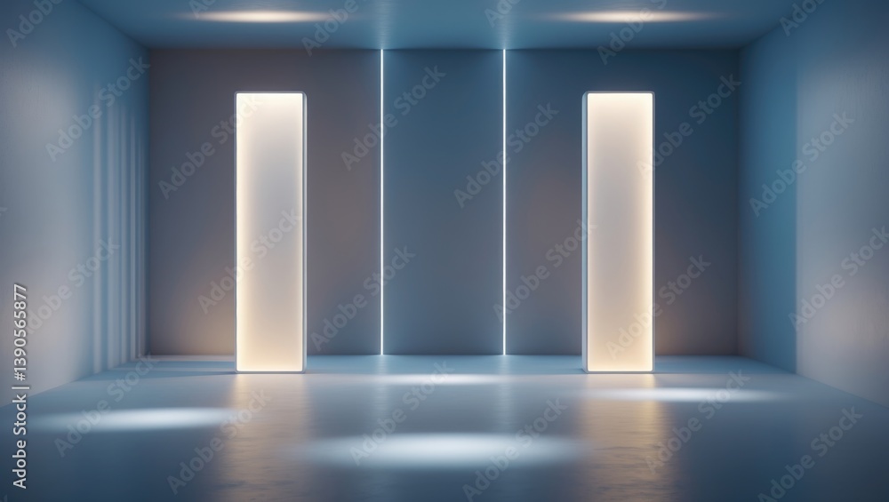 Poster universal minimalistic blue backdrop for presentations. a soft blue wall in an interior space with e