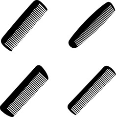 Comb vector and Silhouette of hair brush comb art collection