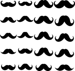 Mustache set vector and Silhouette set of mustache art collection