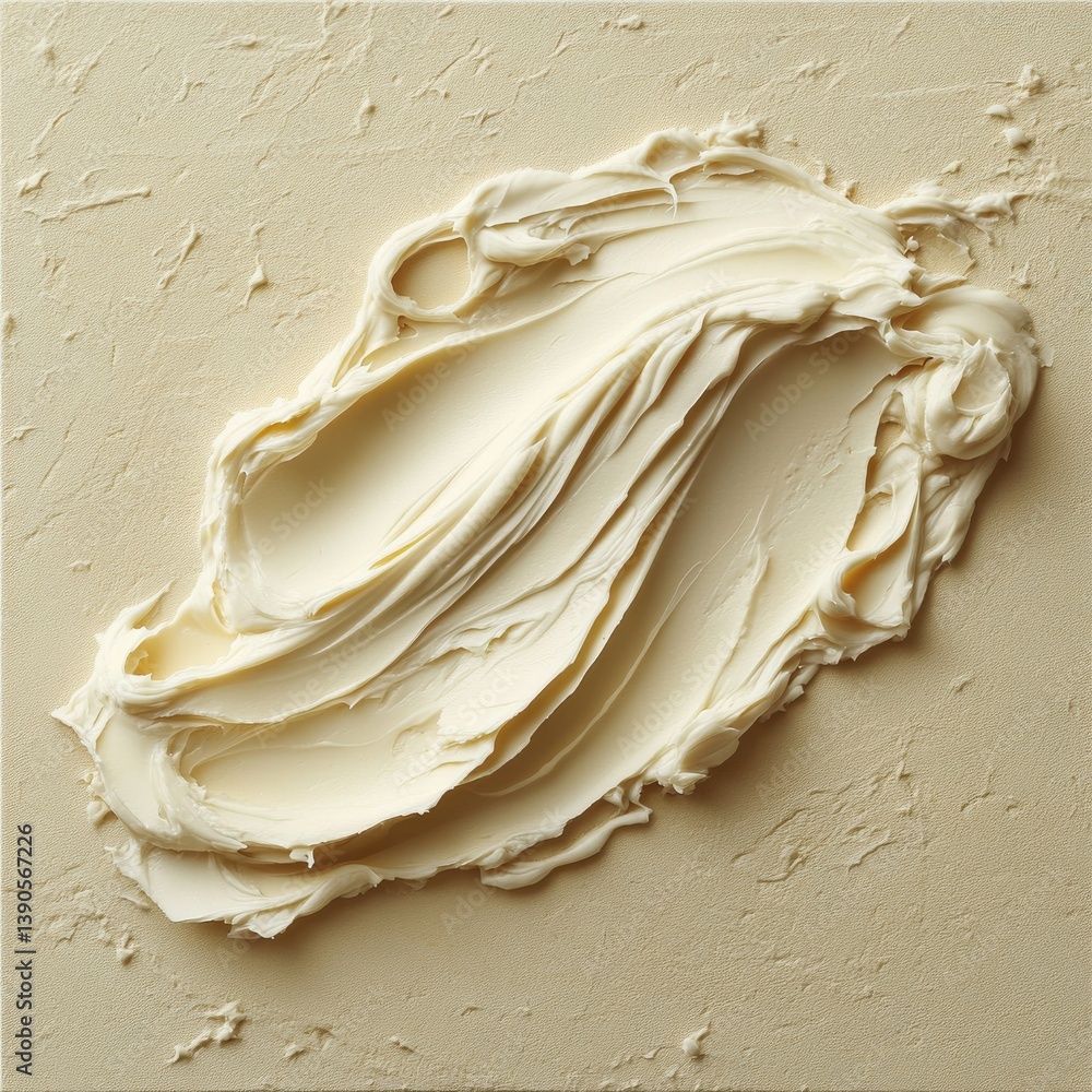 Poster creamy spread delicately swirled on a textured background in a culinary art display