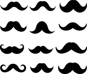 Mustache set vector and Silhouette set of mustache art collection